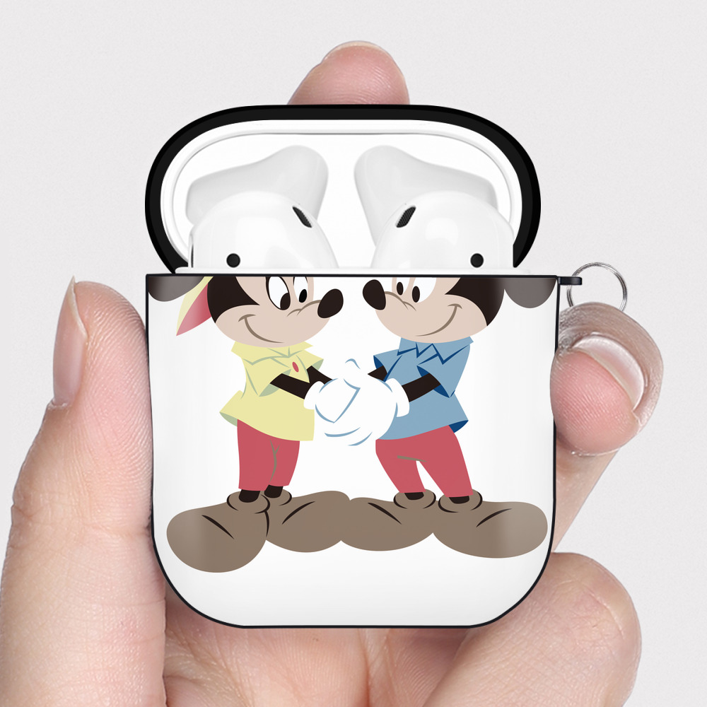 （画像用） ミッキーマウス Mickey Mouse AirPods 第2世代保護ケース ハードシェル ブラック 耐衝撃・防指紋・カラビナ付き