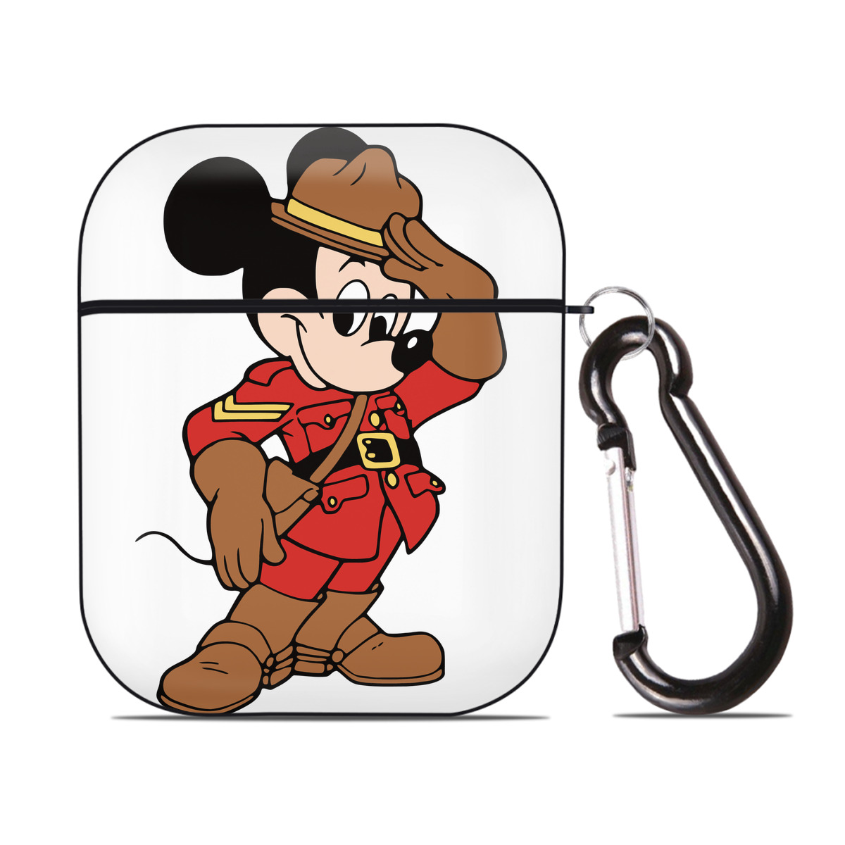 （画像用） ミッキーマウス Mickey Mouse AirPods 第2世代保護ケース ハードシェル ブラック 耐衝撃・防指紋・カラビナ付き