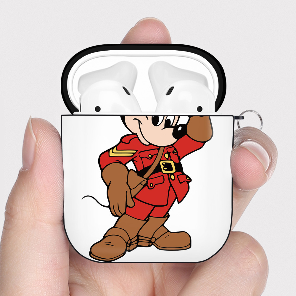 （画像用） ミッキーマウス Mickey Mouse AirPods 第2世代保護ケース ハードシェル ブラック 耐衝撃・防指紋・カラビナ付き