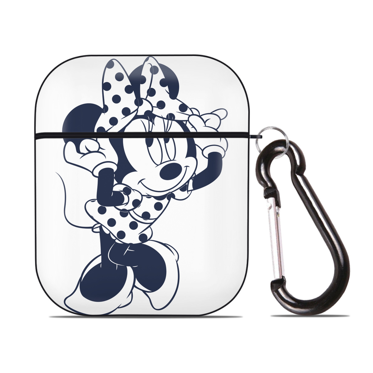 （画像用） ミッキーマウス Mickey Mouse AirPods 第2世代保護ケース ハードシェル ブラック 耐衝撃・防指紋・カラビナ付き