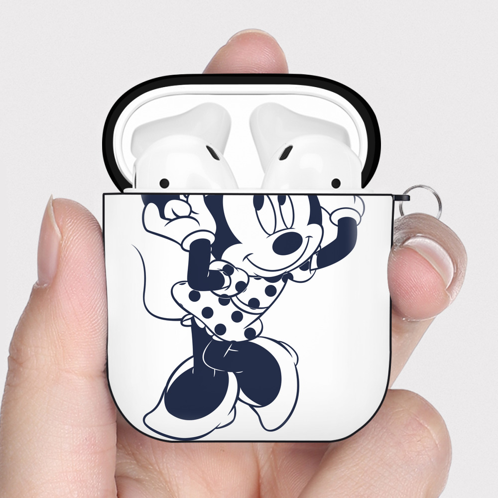 （画像用） ミッキーマウス Mickey Mouse AirPods 第2世代保護ケース ハードシェル ブラック 耐衝撃・防指紋・カラビナ付き