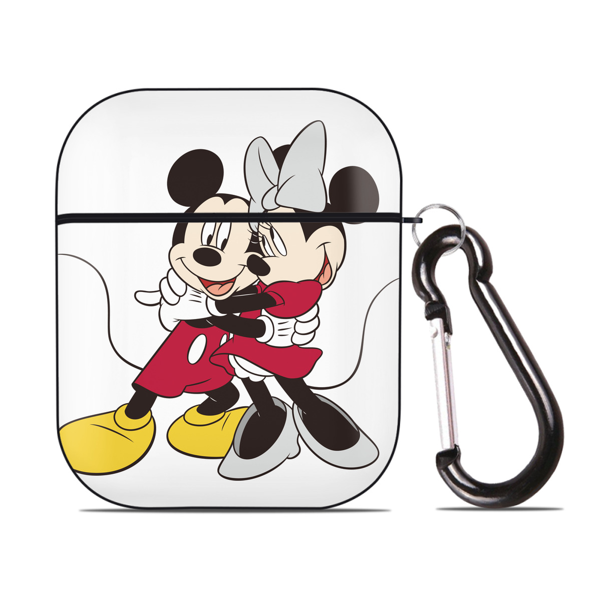 （画像用） ミッキーマウス Mickey Mouse AirPods 第2世代保護ケース ハードシェル ブラック 耐衝撃・防指紋・カラビナ付き