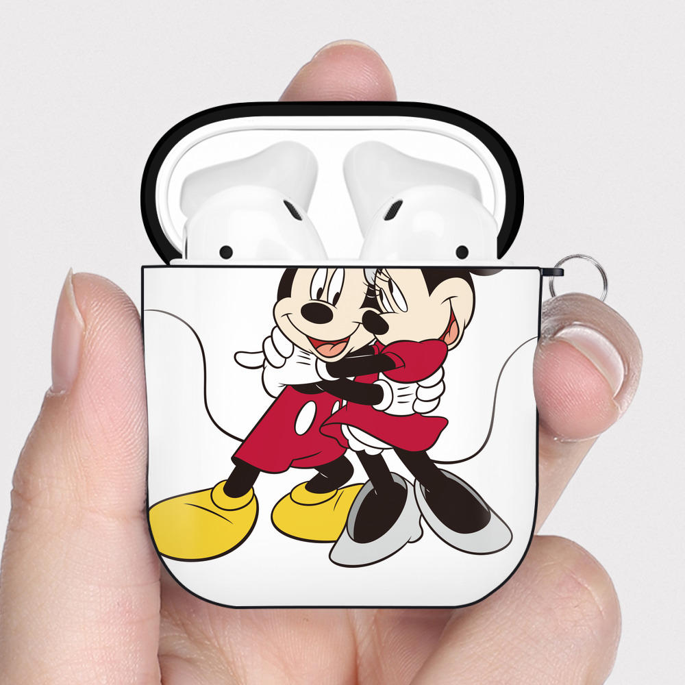 （画像用） ミッキーマウス Mickey Mouse AirPods 第2世代保護ケース ハードシェル ブラック 耐衝撃・防指紋・カラビナ付き