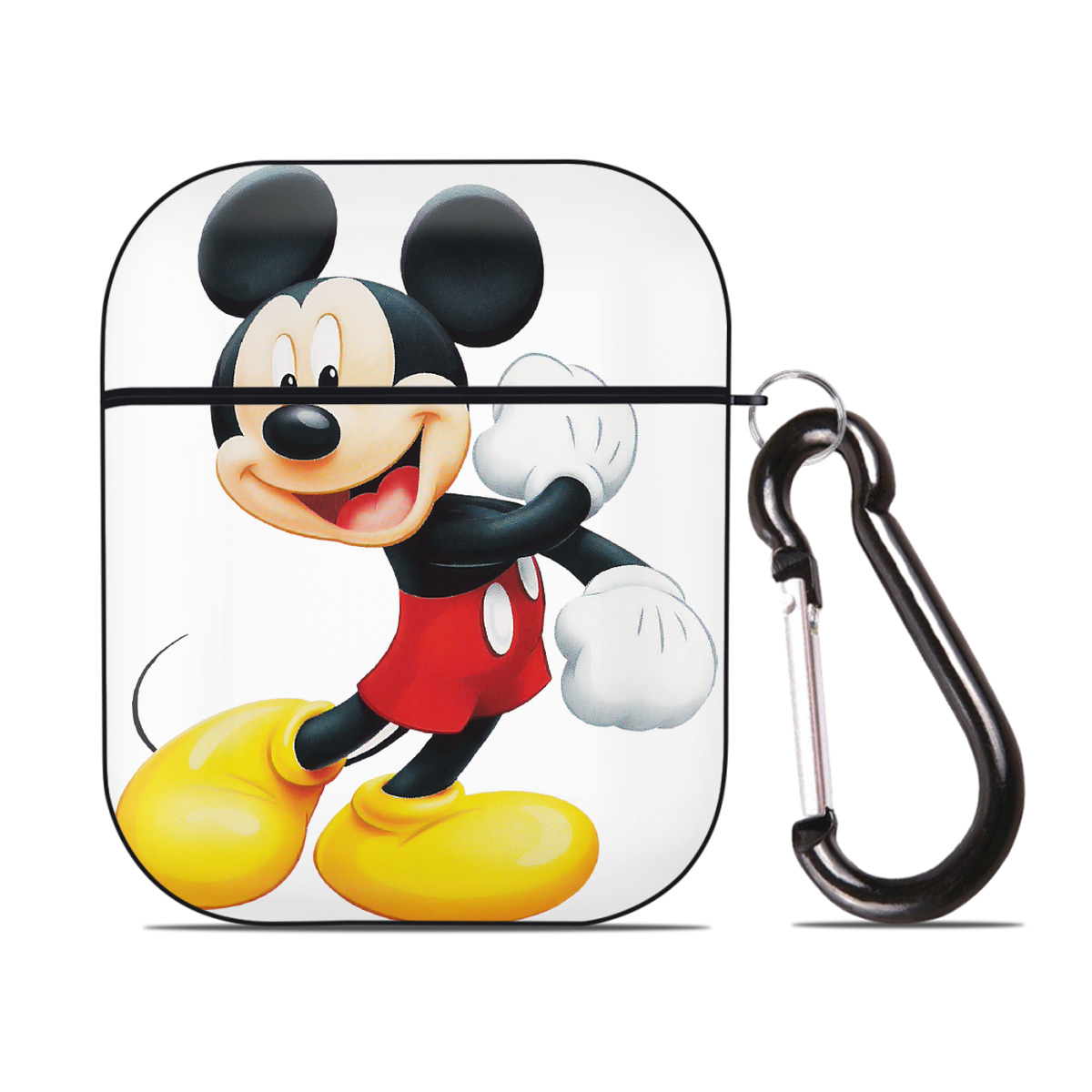 （画像用） ミッキーマウス Mickey Mouse AirPods 第2世代保護ケース ハードシェル ブラック 耐衝撃・防指紋・カラビナ付き