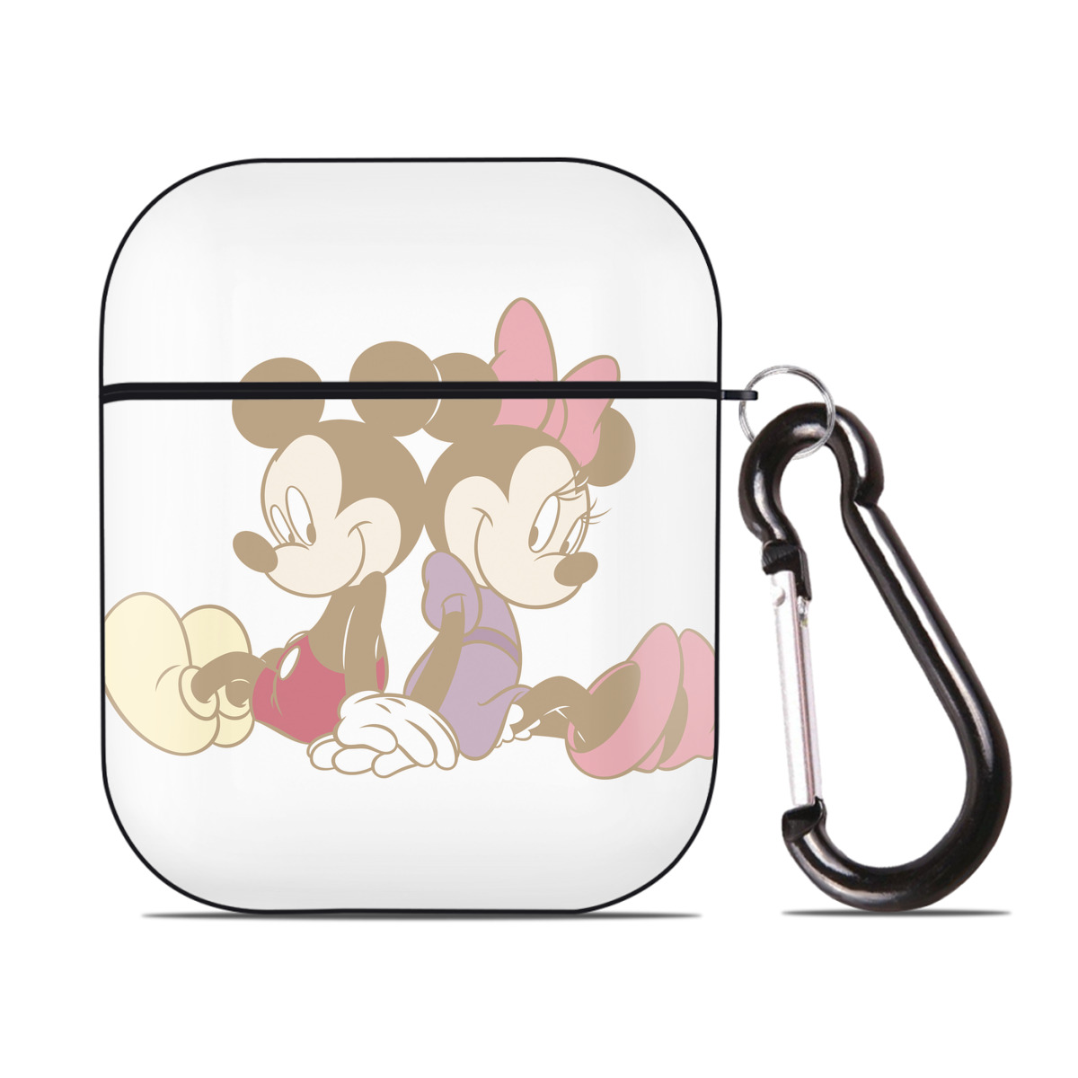 （画像用） ミッキーマウス Mickey Mouse AirPods 第2世代保護ケース ハードシェル ブラック 耐衝撃・防指紋・カラビナ付き