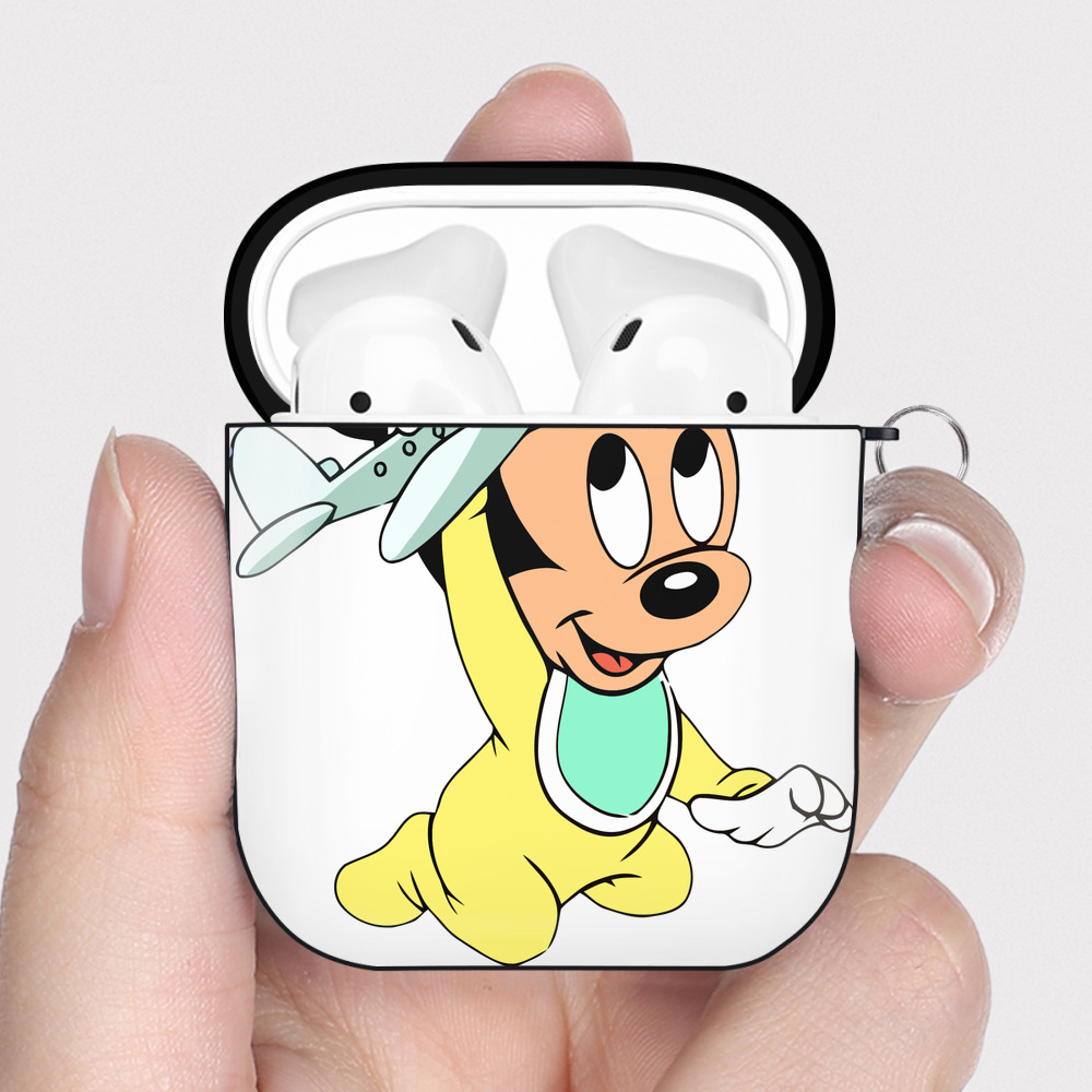 （画像用） ミッキーマウス Mickey Mouse AirPods 第2世代保護ケース ハードシェル ブラック 耐衝撃・防指紋・カラビナ付き