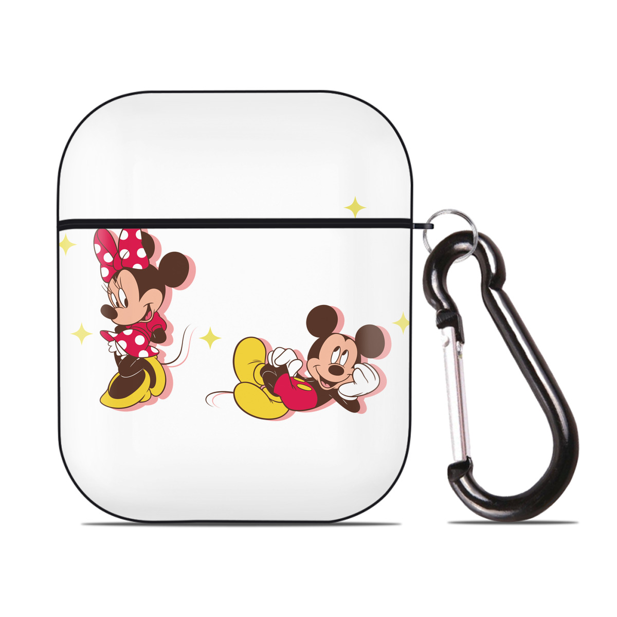 （画像用） ミッキーマウス Mickey Mouse AirPods 第2世代保護ケース ハードシェル ブラック 耐衝撃・防指紋・カラビナ付き