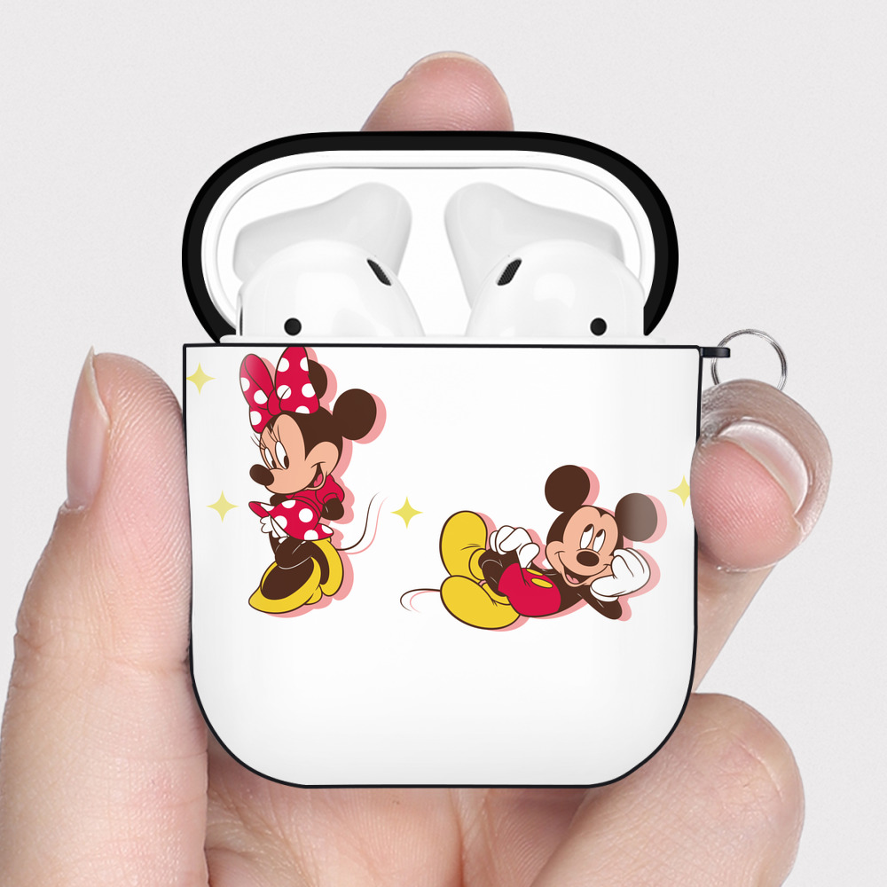 （画像用） ミッキーマウス Mickey Mouse AirPods 第2世代保護ケース ハードシェル ブラック 耐衝撃・防指紋・カラビナ付き