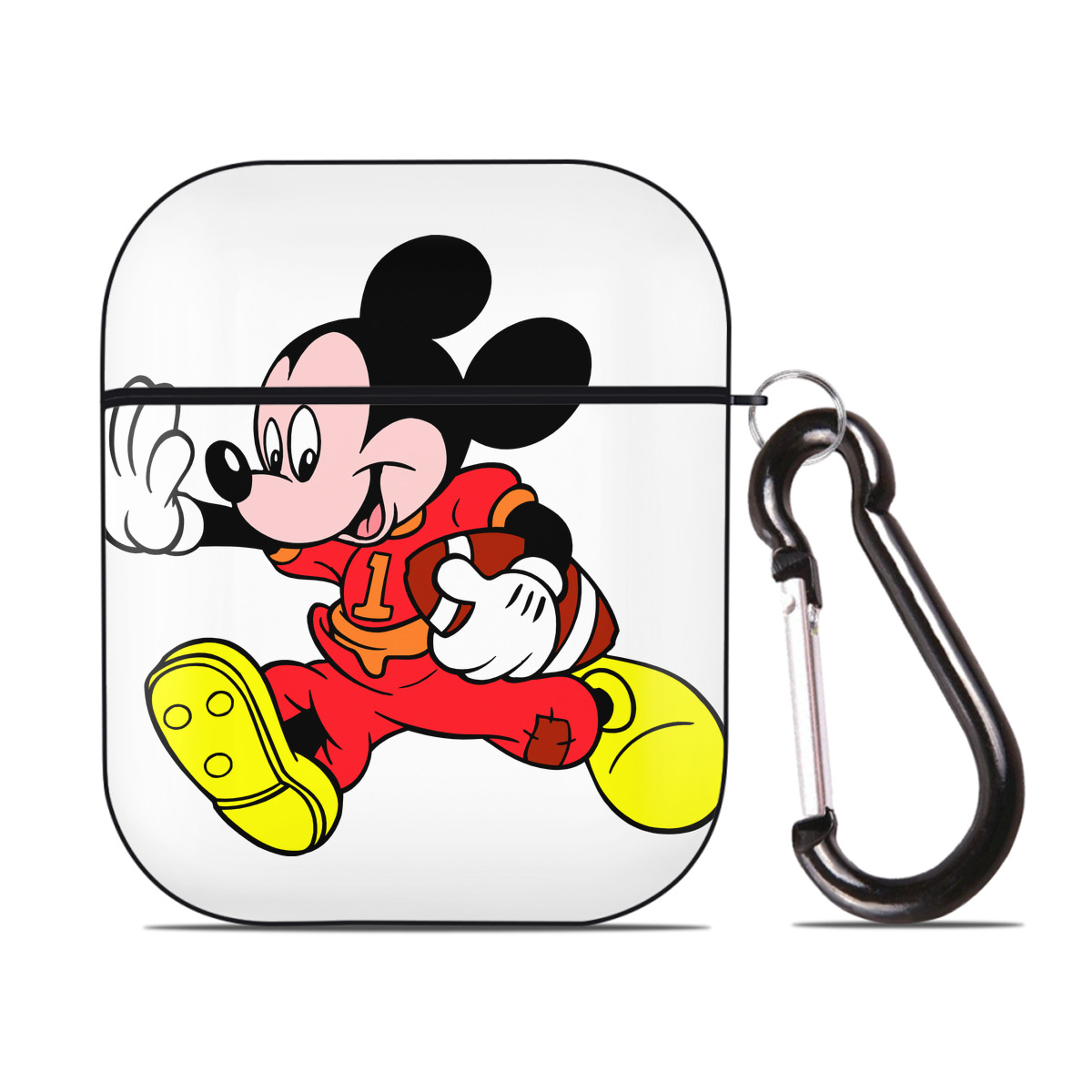 （画像用） ミッキーマウス Mickey Mouse AirPods 第2世代保護ケース ハードシェル ブラック 耐衝撃・防指紋・カラビナ付き