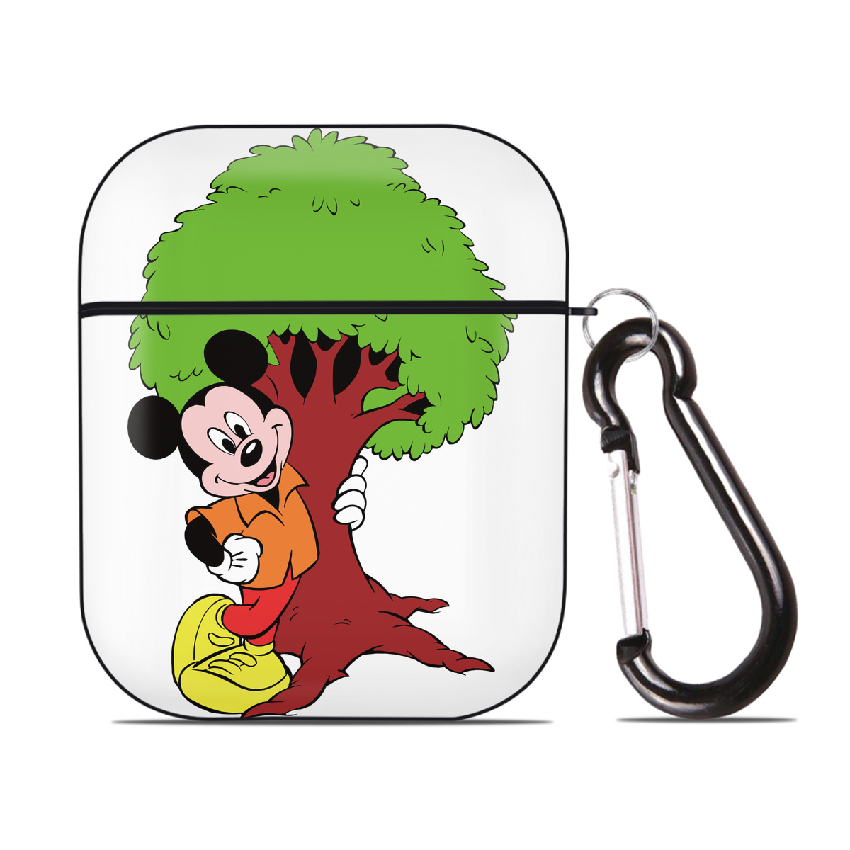 （画像用） ミッキーマウス Mickey Mouse AirPods 第2世代保護ケース ハードシェル ブラック 耐衝撃・防指紋・カラビナ付き