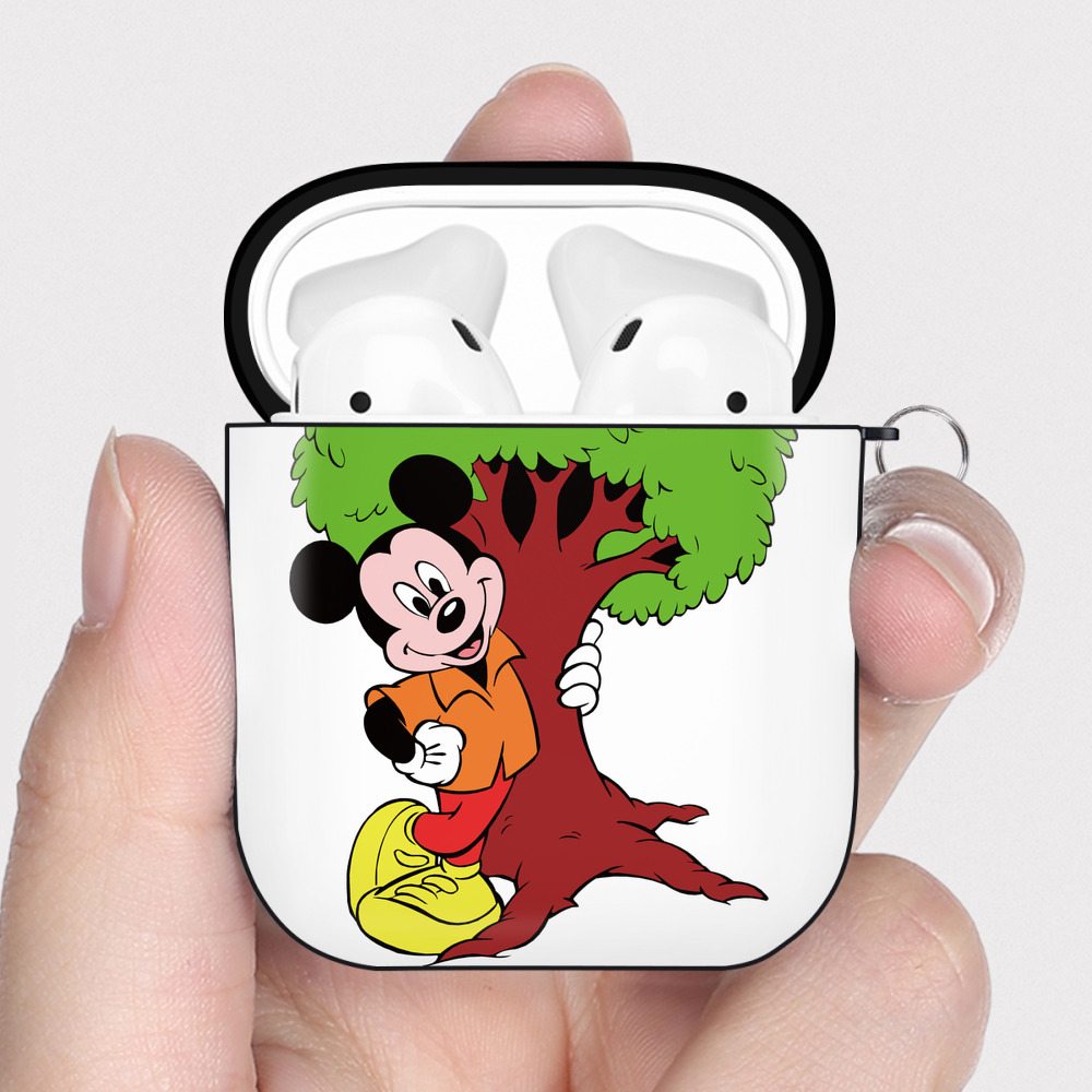 （画像用） ミッキーマウス Mickey Mouse AirPods 第2世代保護ケース ハードシェル ブラック 耐衝撃・防指紋・カラビナ付き