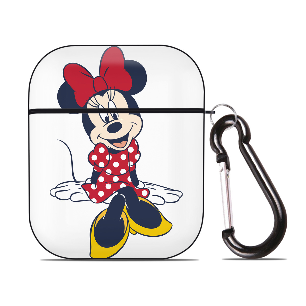 （画像用） ミッキーマウス Mickey Mouse AirPods 第2世代保護ケース ハードシェル ブラック 耐衝撃・防指紋・カラビナ付き