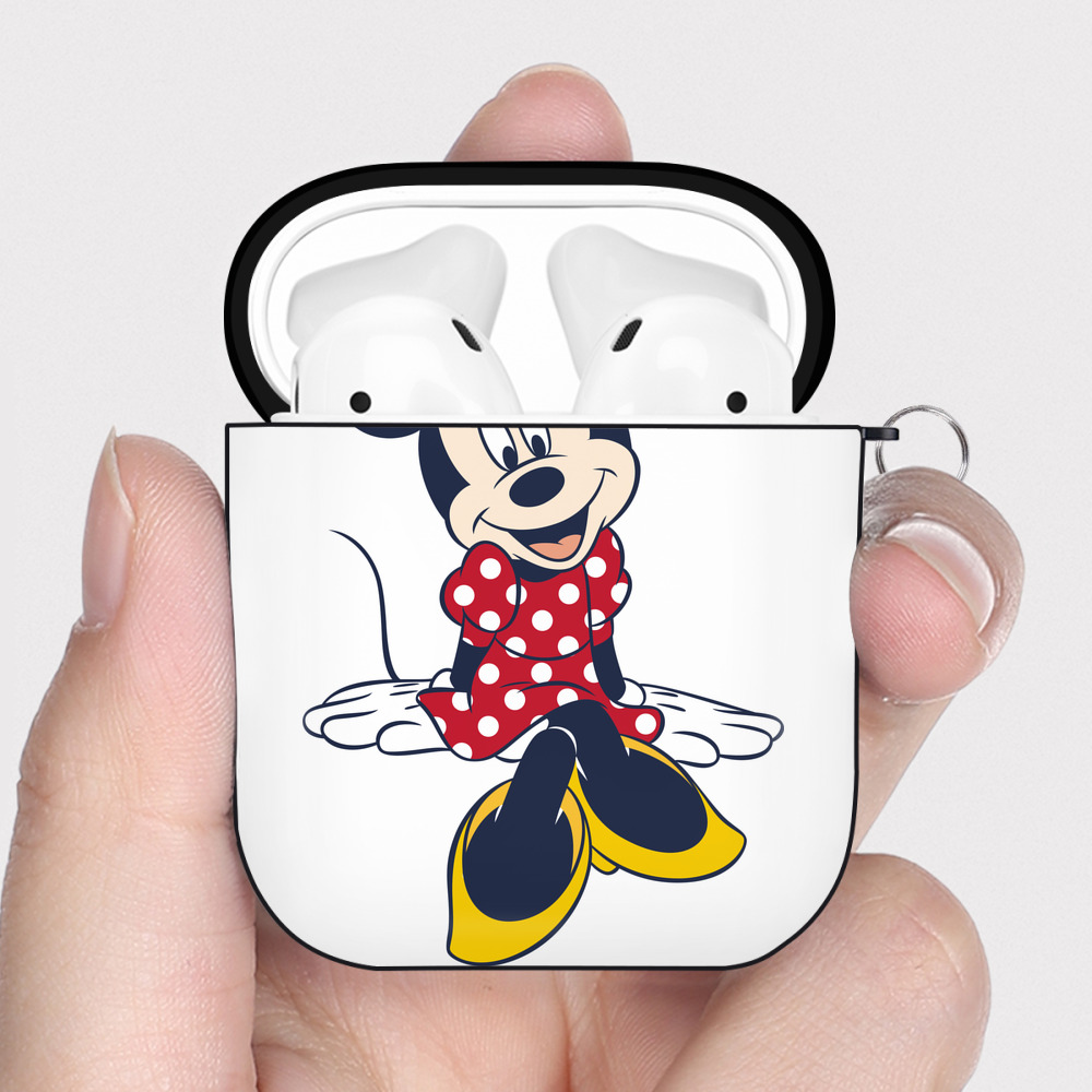 （画像用） ミッキーマウス Mickey Mouse AirPods 第2世代保護ケース ハードシェル ブラック 耐衝撃・防指紋・カラビナ付き