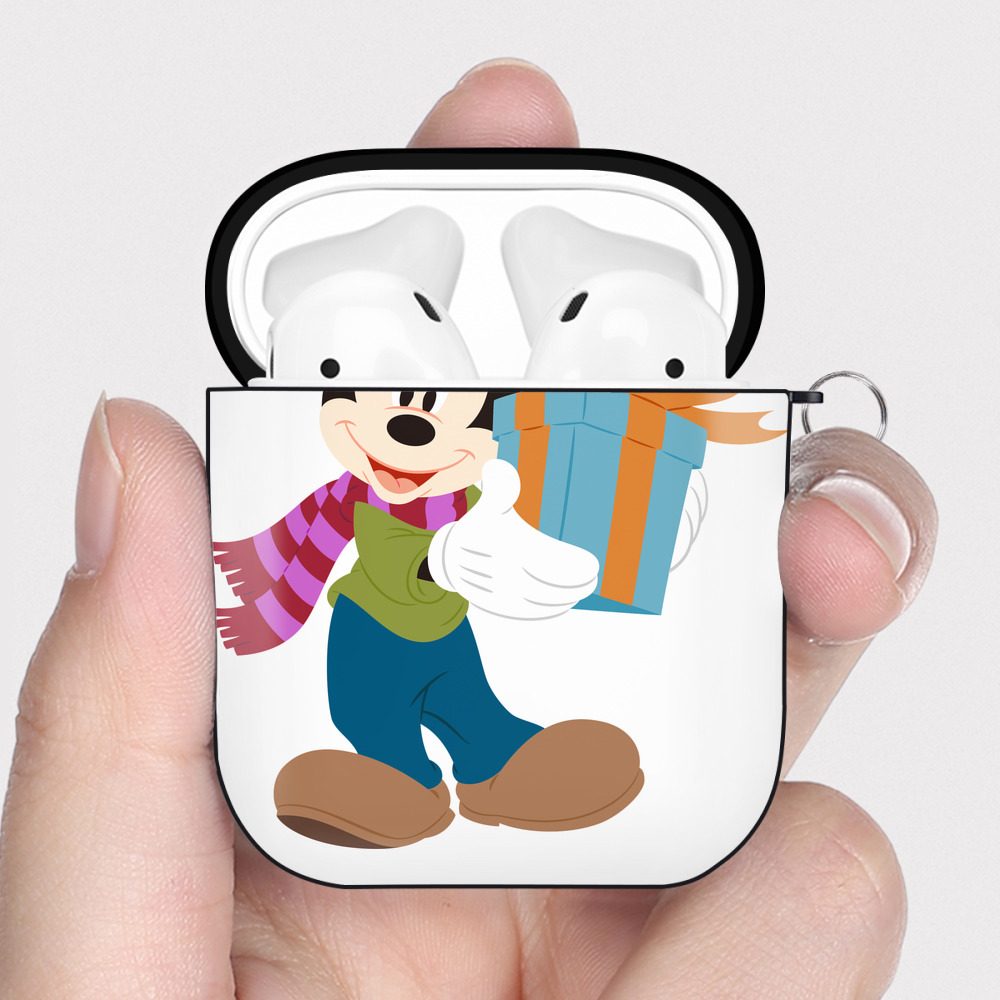 （画像用） ミッキーマウス Mickey Mouse AirPods 第2世代保護ケース ハードシェル ブラック 耐衝撃・防指紋・カラビナ付き