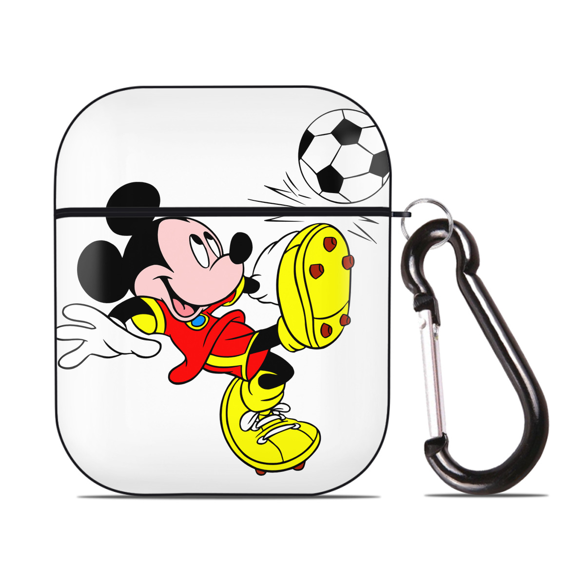 （画像用） ミッキーマウス Mickey Mouse AirPods 第2世代保護ケース ハードシェル ブラック 耐衝撃・防指紋・カラビナ付き