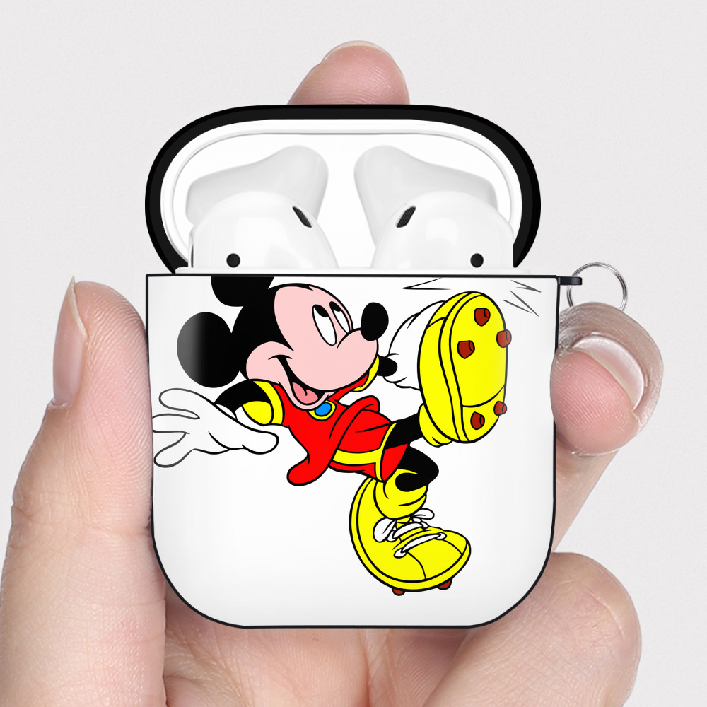 （画像用） ミッキーマウス Mickey Mouse AirPods 第2世代保護ケース ハードシェル ブラック 耐衝撃・防指紋・カラビナ付き
