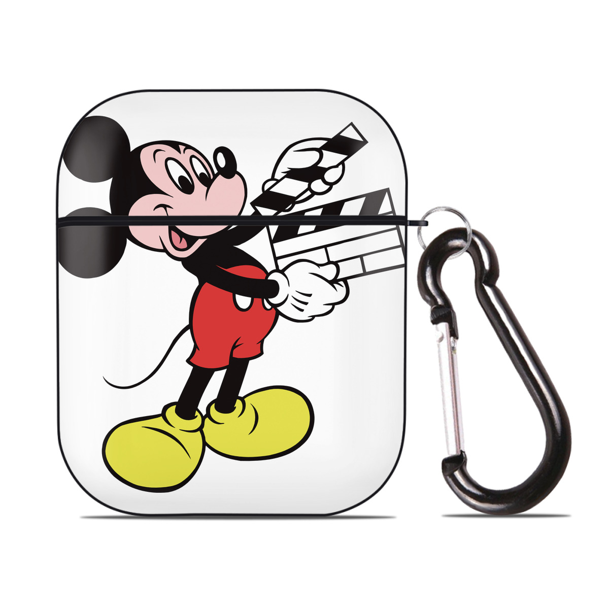 （画像用） ミッキーマウス Mickey Mouse AirPods 第2世代保護ケース ハードシェル ブラック 耐衝撃・防指紋・カラビナ付き