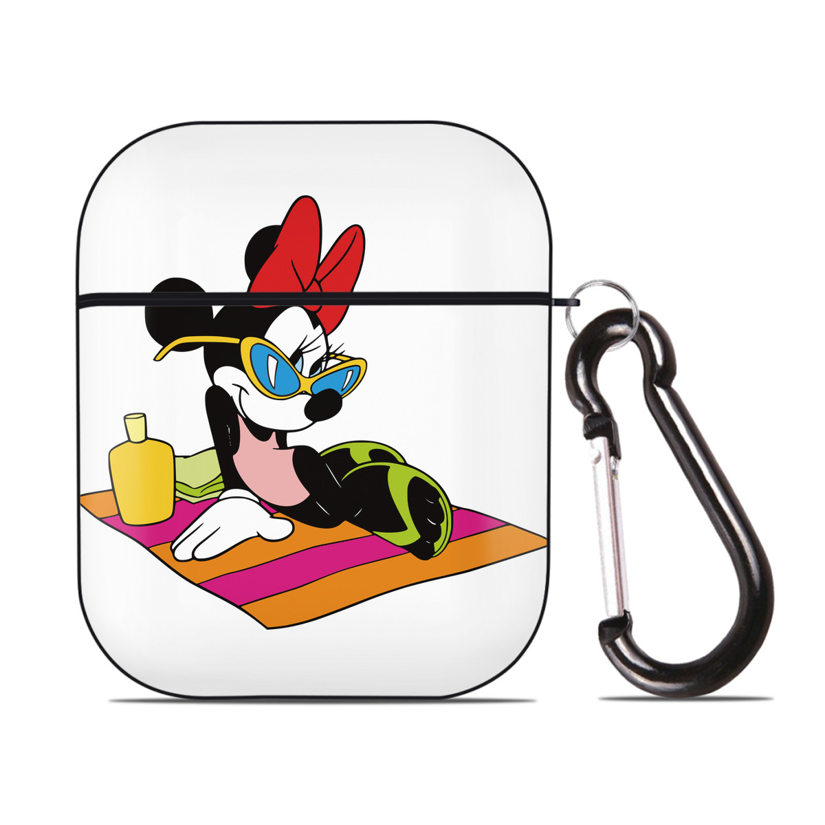（画像用） ミッキーマウス Mickey Mouse AirPods 第2世代保護ケース ハードシェル ブラック 耐衝撃・防指紋・カラビナ付き