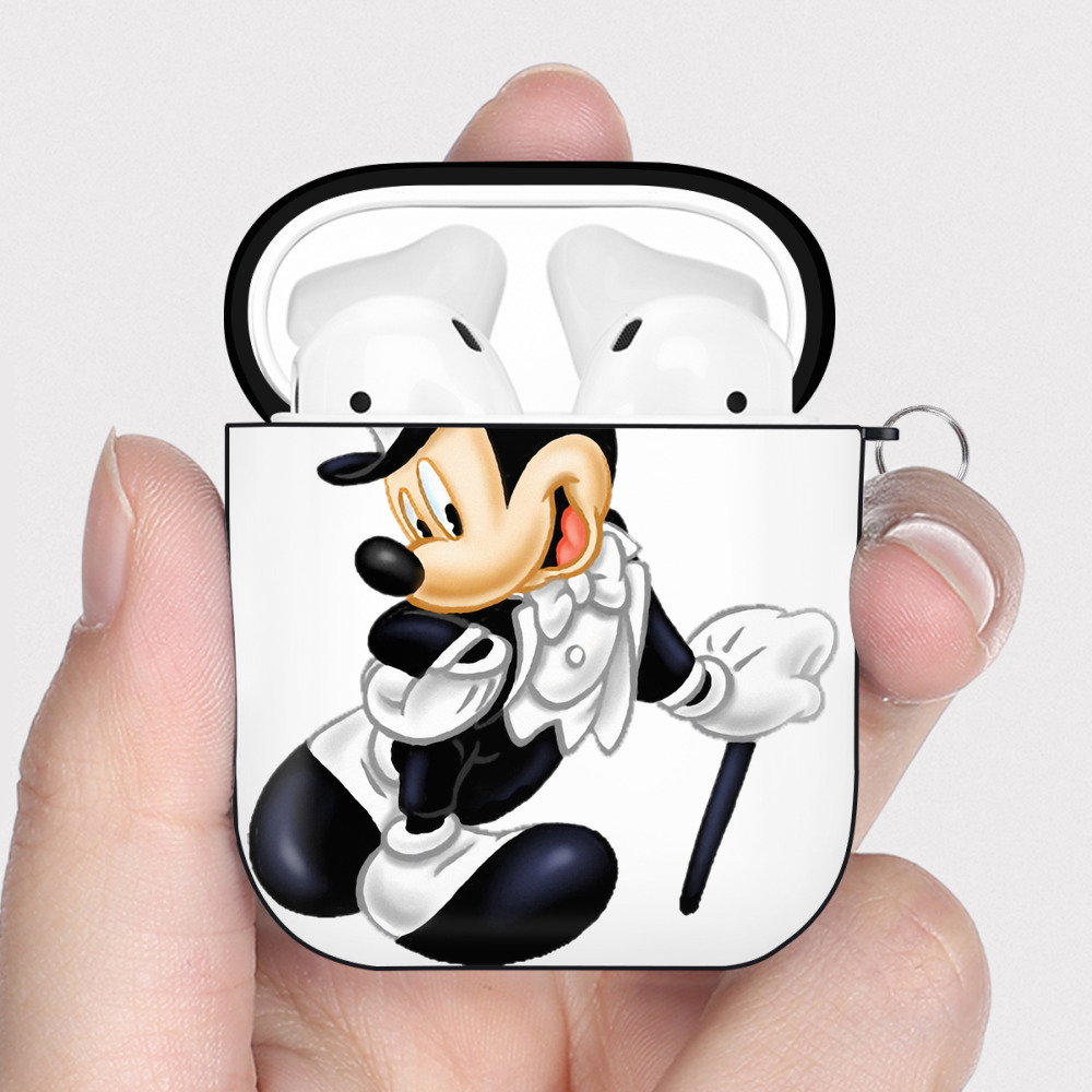 （画像用） ミッキーマウス Mickey Mouse AirPods 第2世代保護ケース ハードシェル ブラック 耐衝撃・防指紋・カラビナ付き