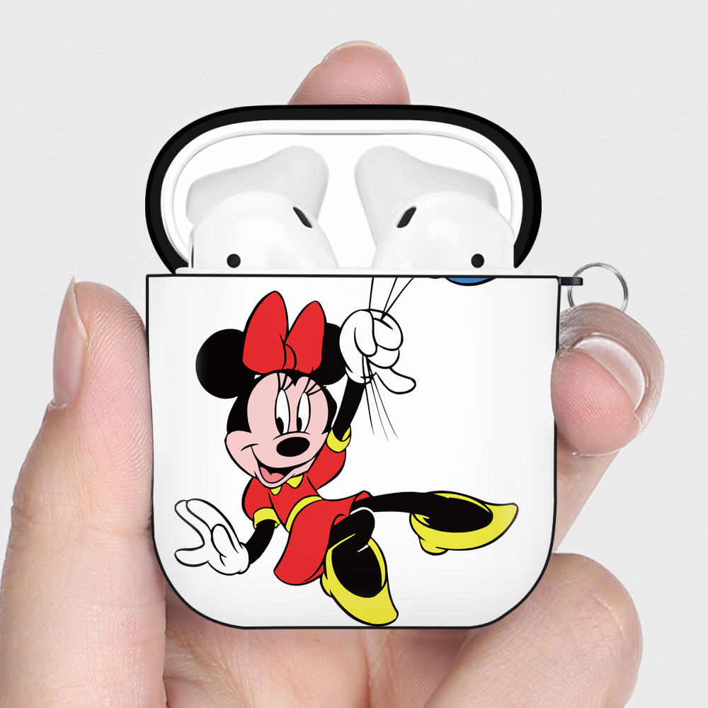 （画像用） ミッキーマウス Mickey Mouse AirPods 第2世代保護ケース ハードシェル ブラック 耐衝撃・防指紋・カラビナ付き