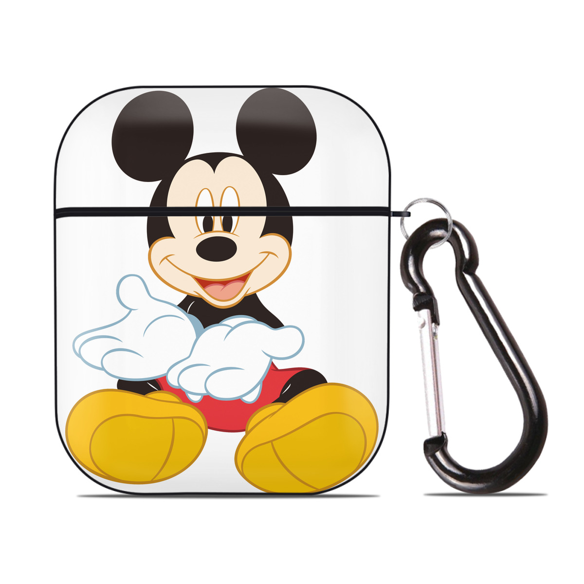 （画像用） ミッキーマウス Mickey Mouse AirPods 第2世代保護ケース ハードシェル ブラック 耐衝撃・防指紋・カラビナ付き
