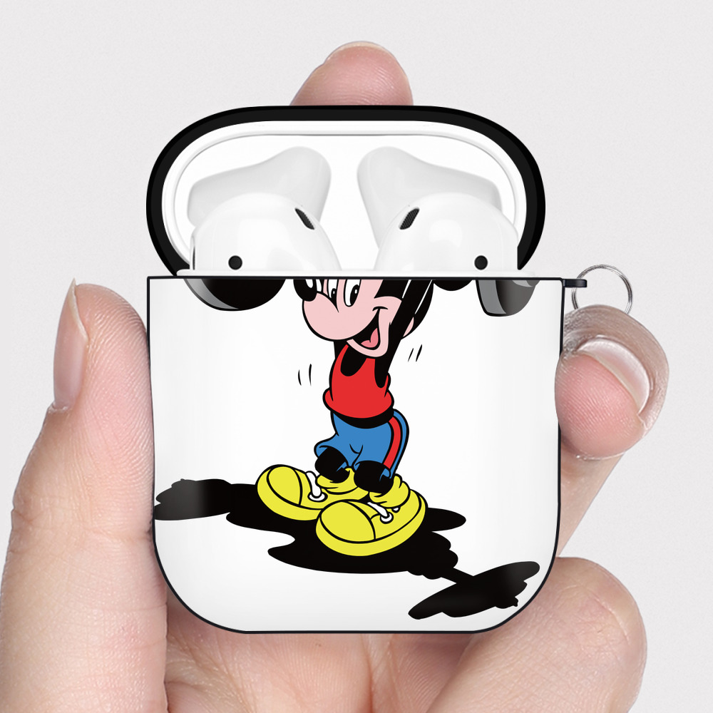 （画像用） ミッキーマウス Mickey Mouse AirPods 第2世代保護ケース ハードシェル ブラック 耐衝撃・防指紋・カラビナ付き