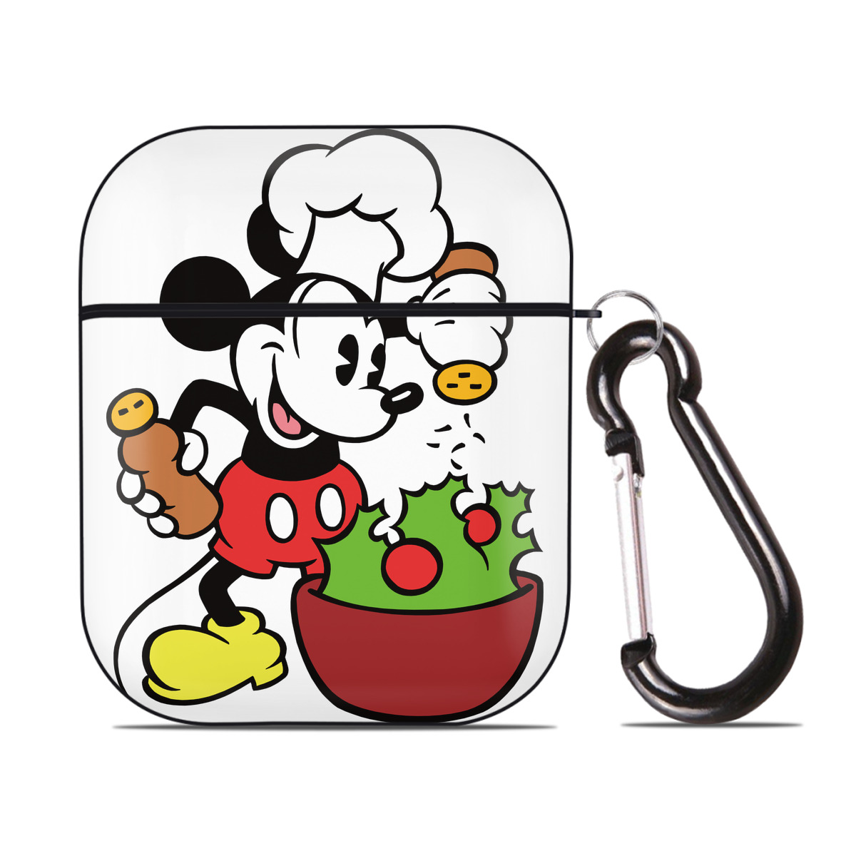 （画像用） ミッキーマウス Mickey Mouse AirPods 第2世代保護ケース ハードシェル ブラック 耐衝撃・防指紋・カラビナ付き