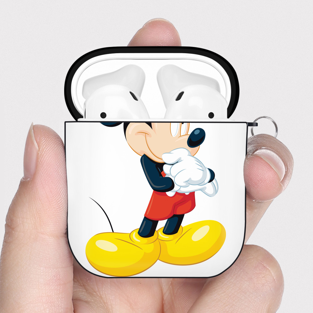 （画像用） ミッキーマウス Mickey Mouse AirPods 第2世代保護ケース ハードシェル ブラック 耐衝撃・防指紋・カラビナ付き