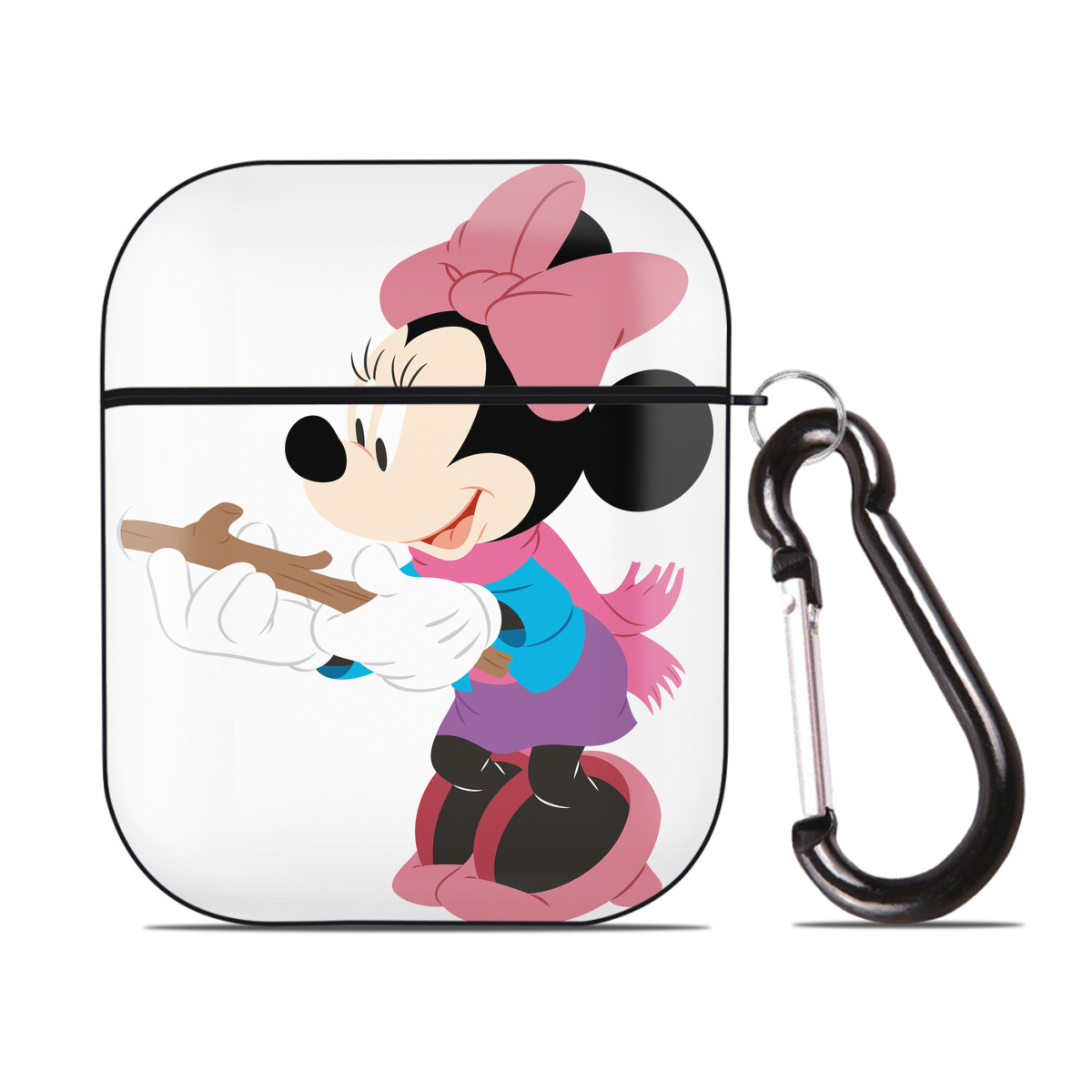 （画像用） ミッキーマウス Mickey Mouse AirPods 第2世代保護ケース ハードシェル ブラック 耐衝撃・防指紋・カラビナ付き