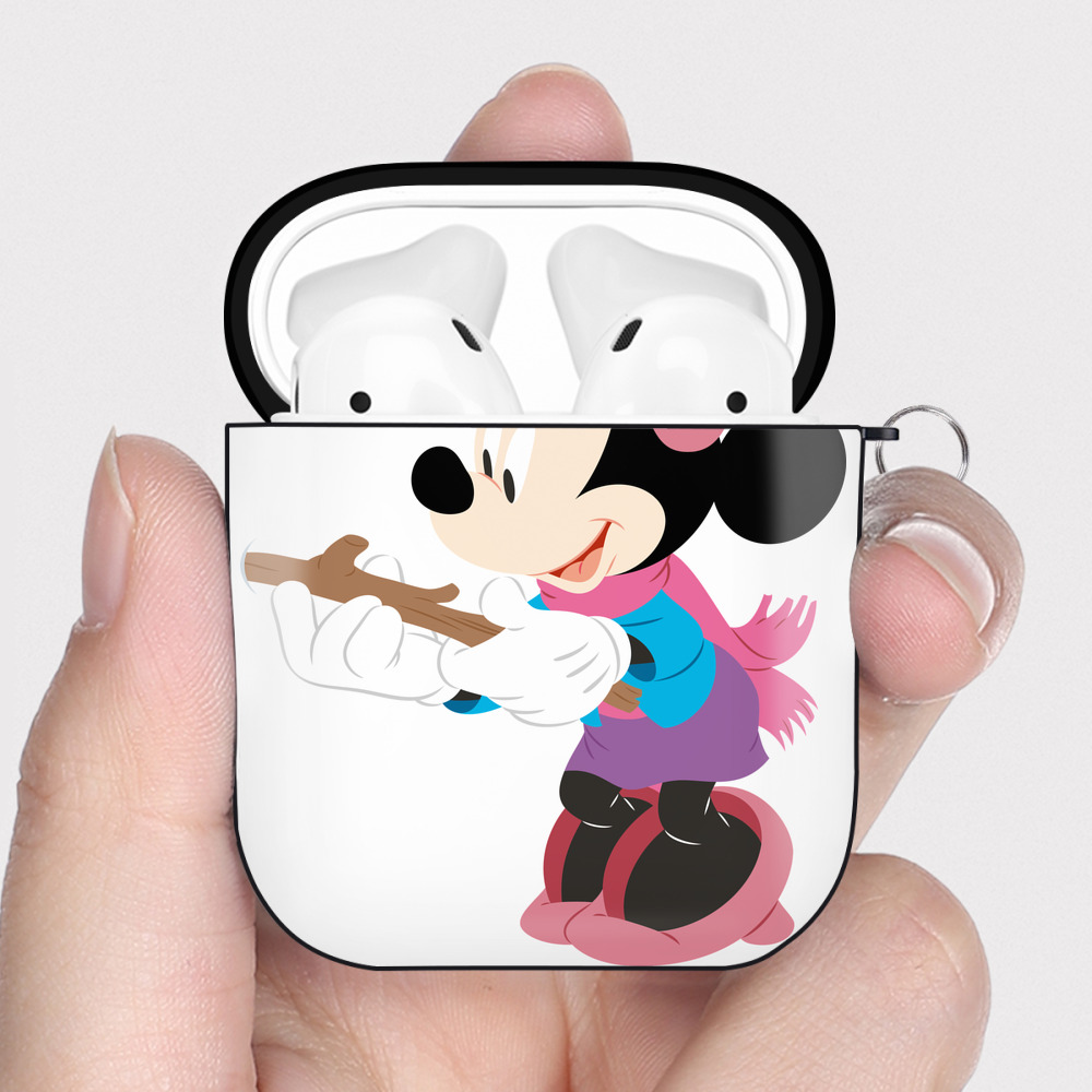 （画像用） ミッキーマウス Mickey Mouse AirPods 第2世代保護ケース ハードシェル ブラック 耐衝撃・防指紋・カラビナ付き