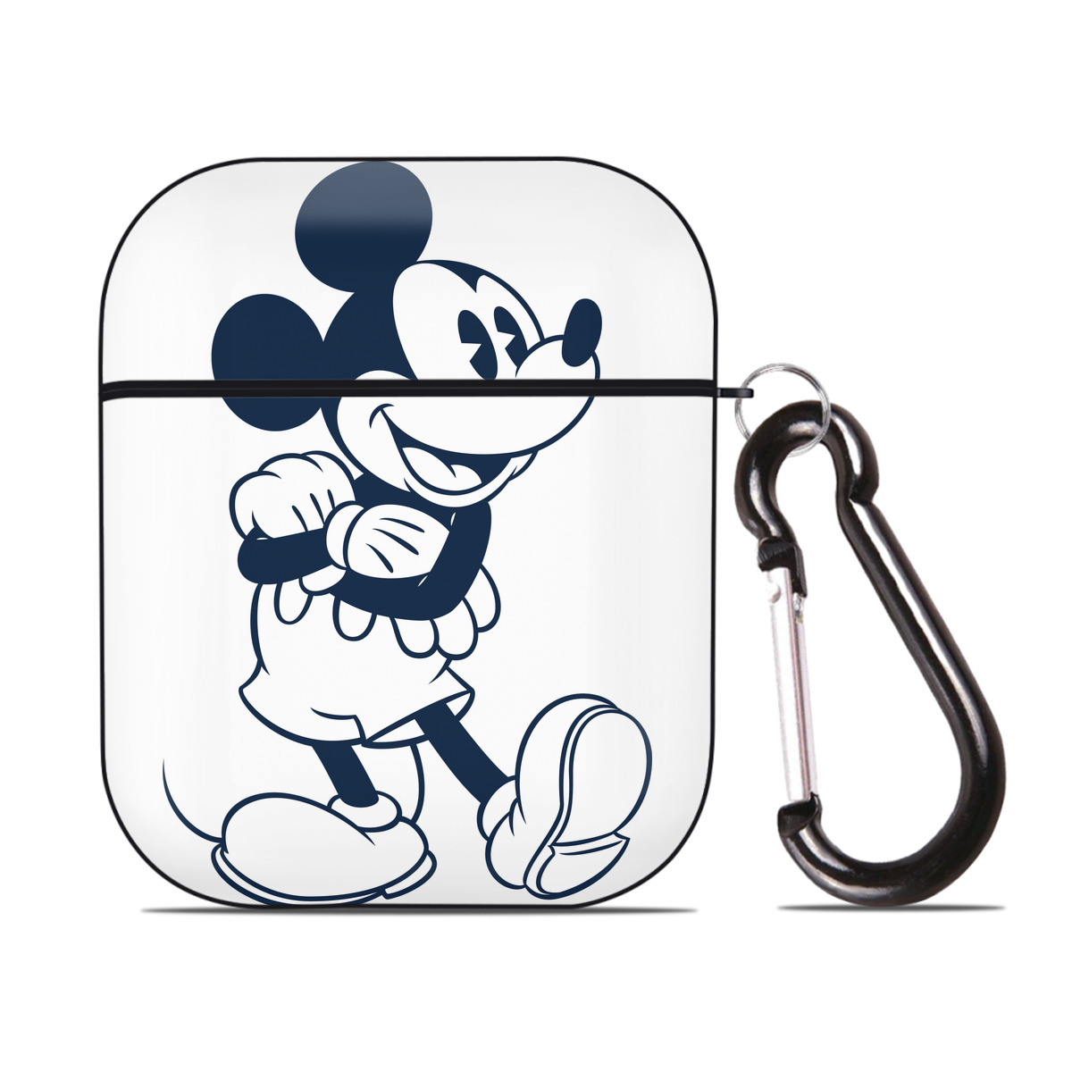 （画像用） ミッキーマウス Mickey Mouse AirPods 第2世代保護ケース ハードシェル ブラック 耐衝撃・防指紋・カラビナ付き
