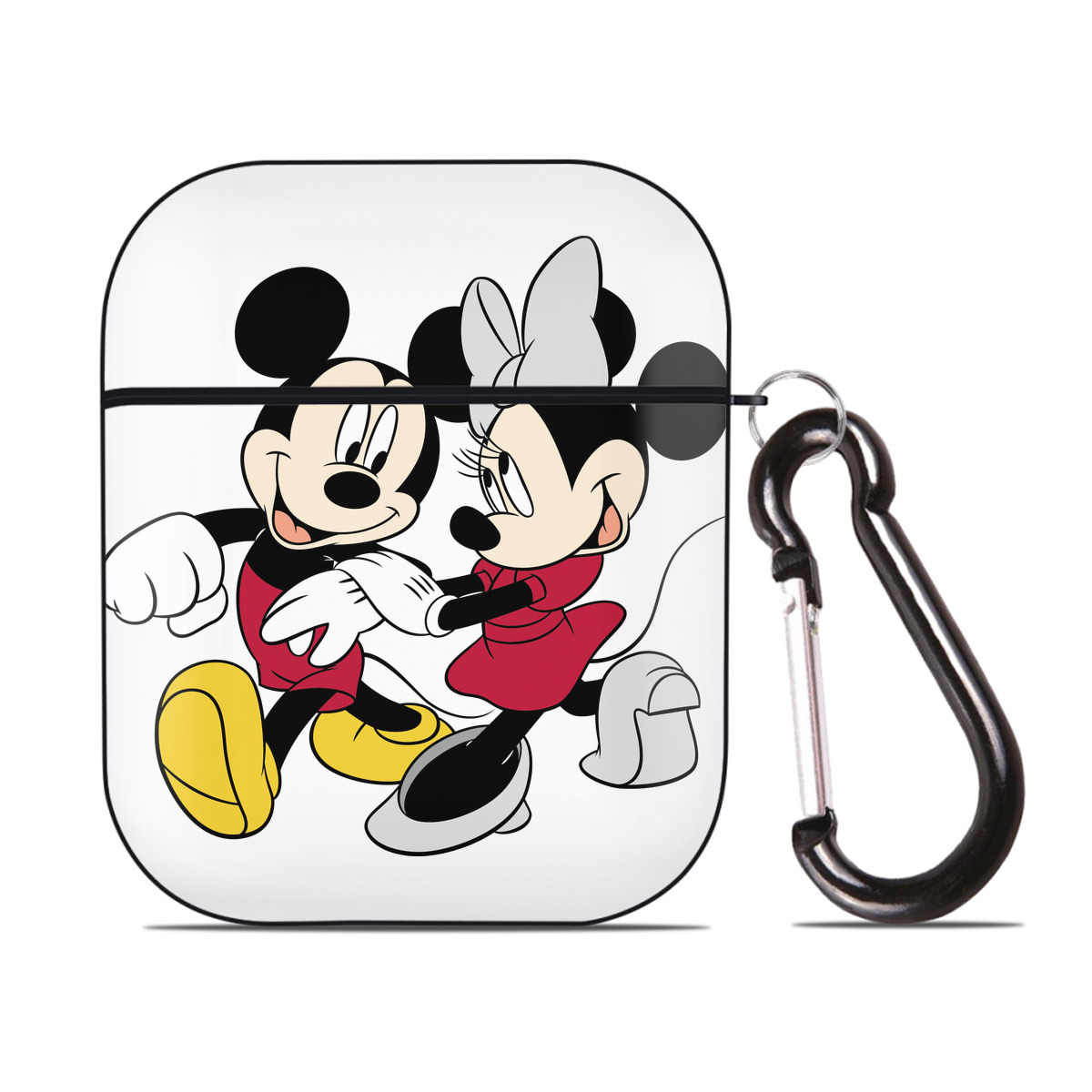 （画像用） ミッキーマウス Mickey Mouse AirPods 第2世代保護ケース ハードシェル ブラック 耐衝撃・防指紋・カラビナ付き