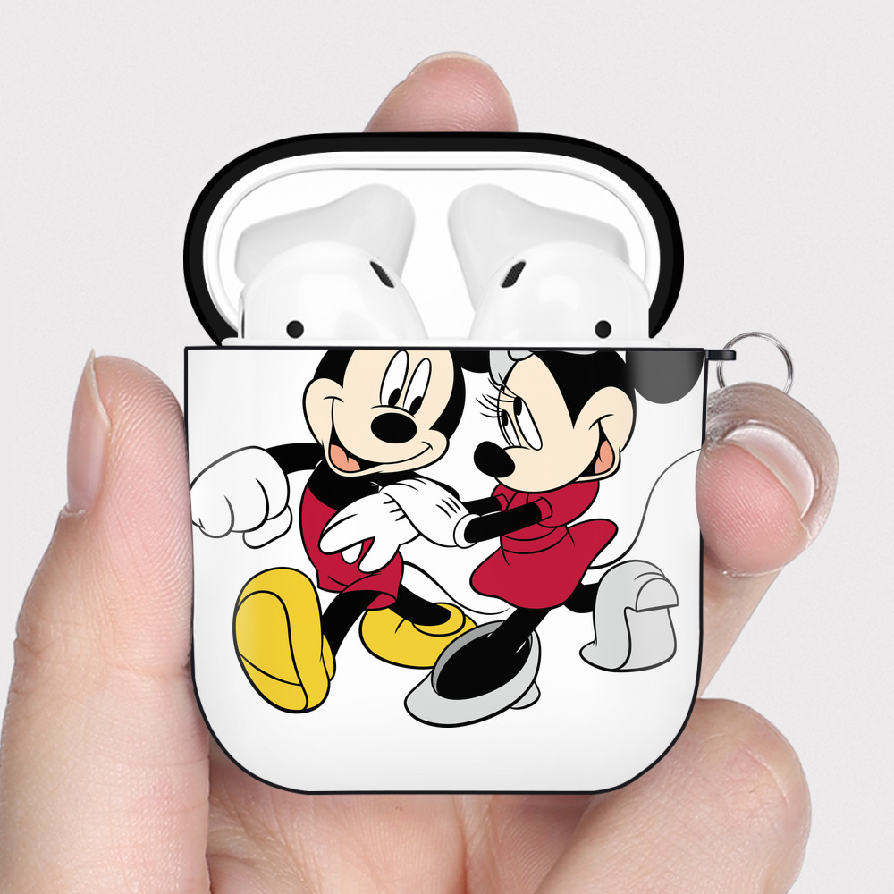 （画像用） ミッキーマウス Mickey Mouse AirPods 第2世代保護ケース ハードシェル ブラック 耐衝撃・防指紋・カラビナ付き