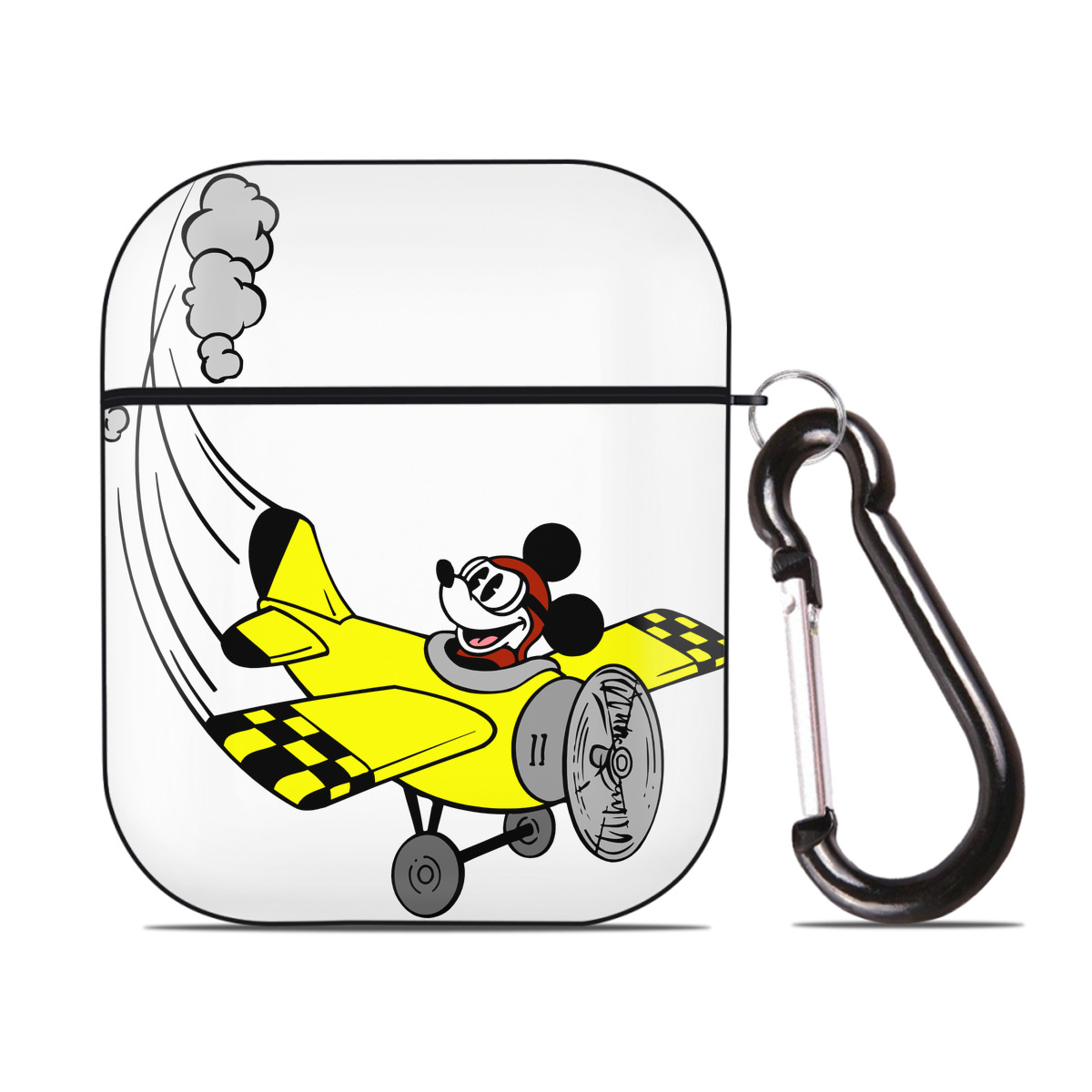 （画像用） ミッキーマウス Mickey Mouse AirPods 第2世代保護ケース ハードシェル ブラック 耐衝撃・防指紋・カラビナ付き