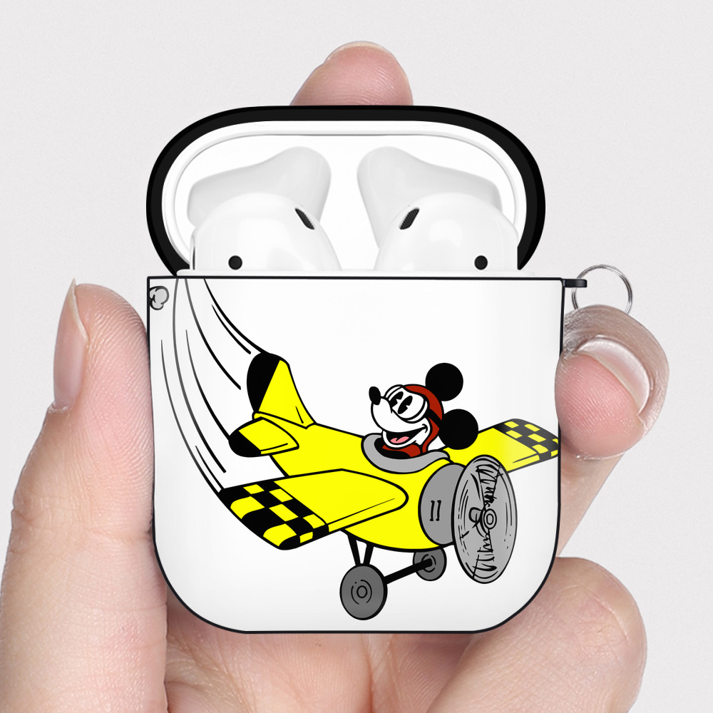 （画像用） ミッキーマウス Mickey Mouse AirPods 第2世代保護ケース ハードシェル ブラック 耐衝撃・防指紋・カラビナ付き