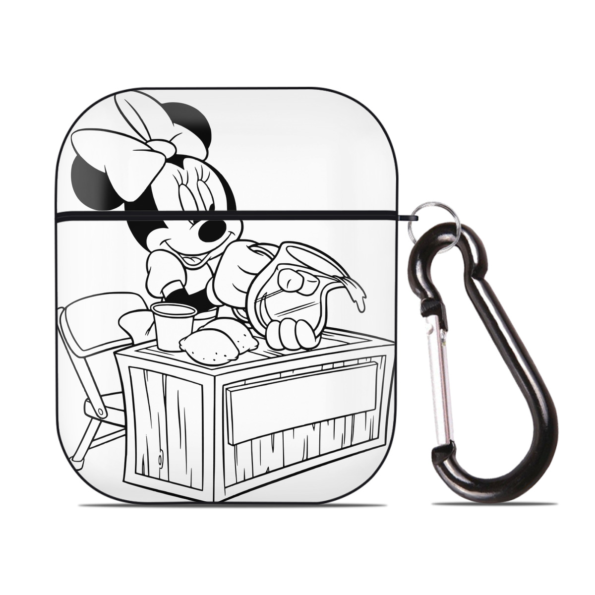 （画像用） ミッキーマウス Mickey Mouse AirPods 第2世代保護ケース ハードシェル ブラック 耐衝撃・防指紋・カラビナ付き