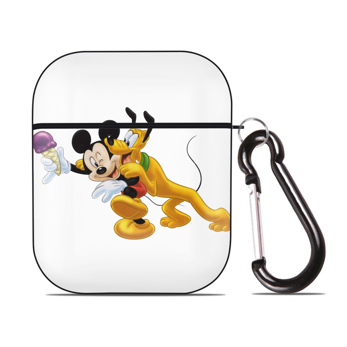 （画像用） ミッキーマウス Mickey Mouse AirPods 第2世代保護ケース ハードシェル ブラック 耐衝撃・防指紋・カラビナ付き