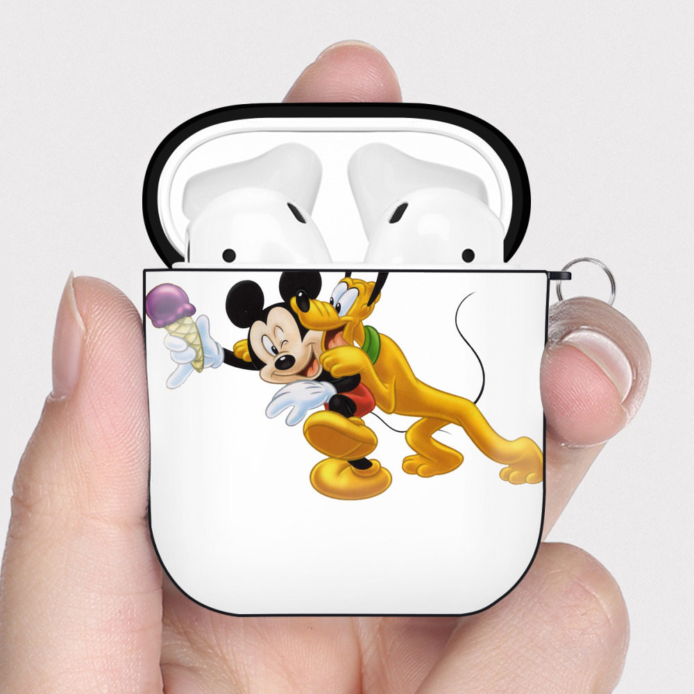 （画像用） ミッキーマウス Mickey Mouse AirPods 第2世代保護ケース ハードシェル ブラック 耐衝撃・防指紋・カラビナ付き