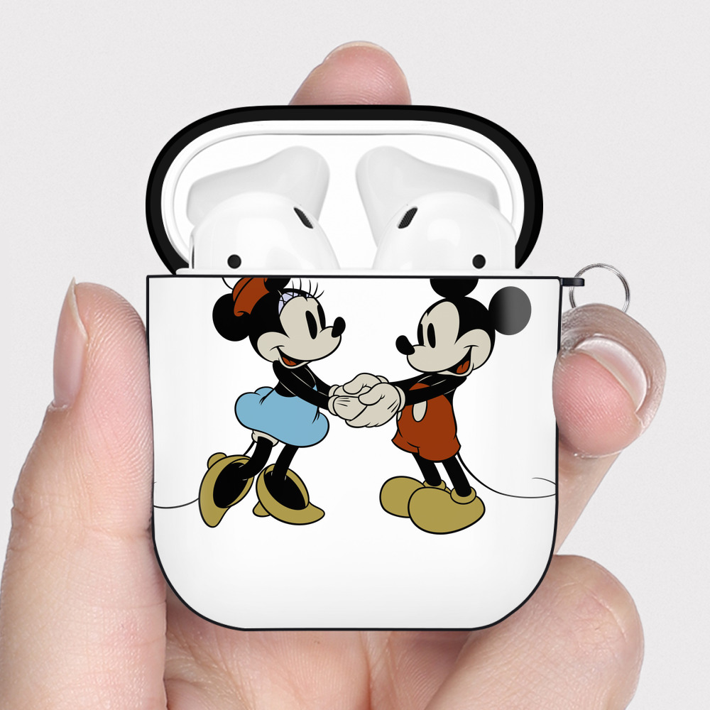 （画像用） ミッキーマウス Mickey Mouse AirPods 第2世代保護ケース ハードシェル ブラック 耐衝撃・防指紋・カラビナ付き