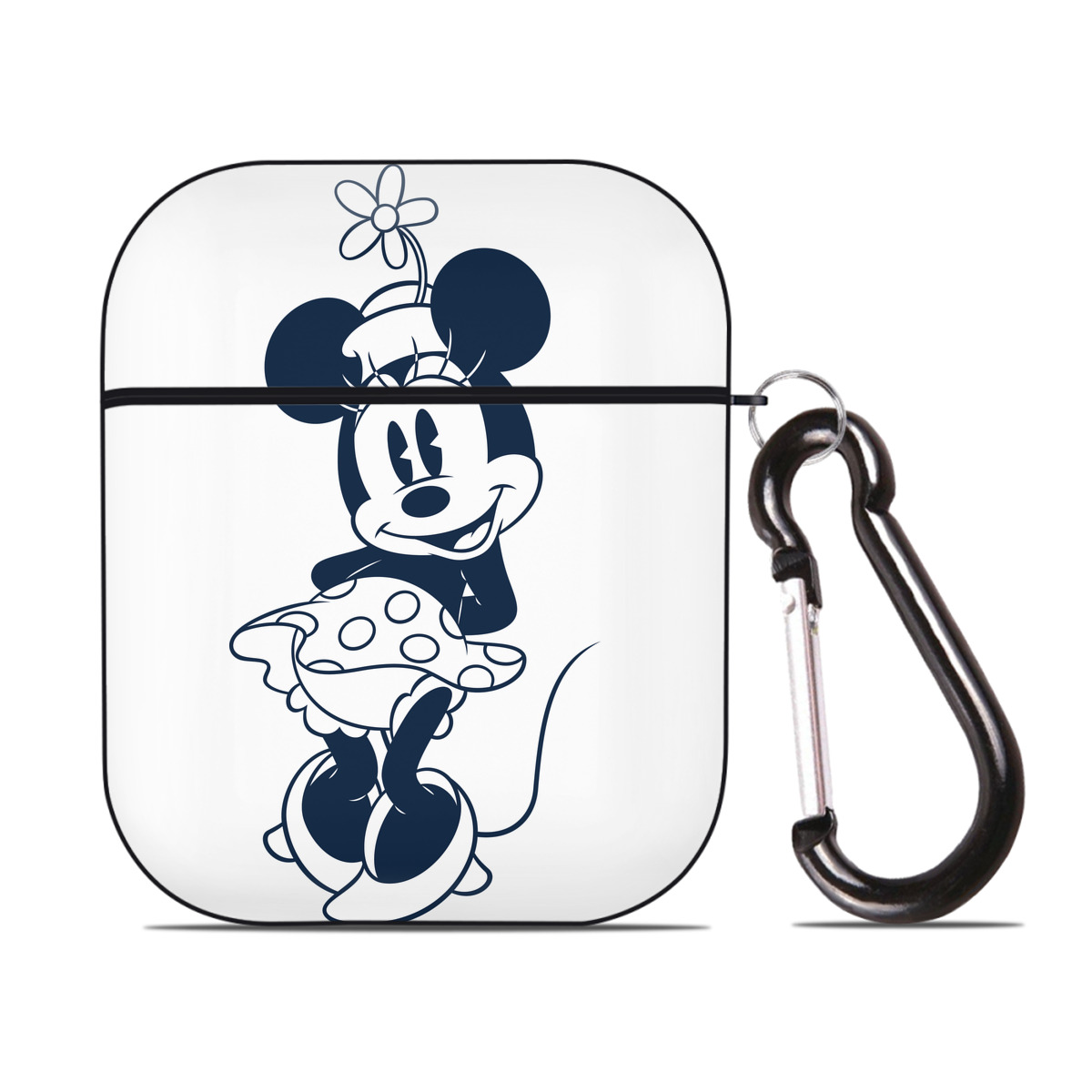（画像用） ミッキーマウス Mickey Mouse AirPods 第2世代保護ケース ハードシェル ブラック 耐衝撃・防指紋・カラビナ付き