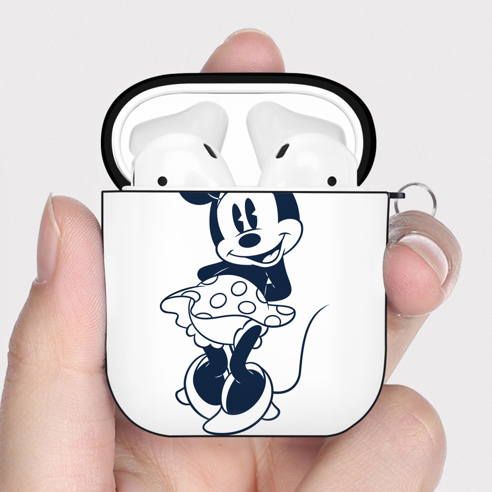 （画像用） ミッキーマウス Mickey Mouse AirPods 第2世代保護ケース ハードシェル ブラック 耐衝撃・防指紋・カラビナ付き