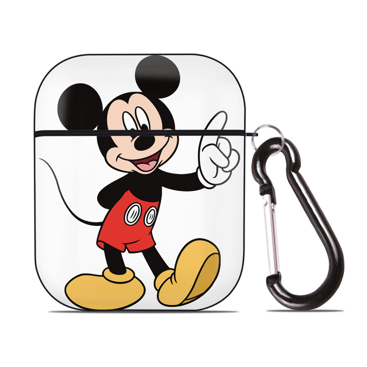 （画像用） ミッキーマウス Mickey Mouse AirPods 第2世代保護ケース ハードシェル ブラック 耐衝撃・防指紋・カラビナ付き