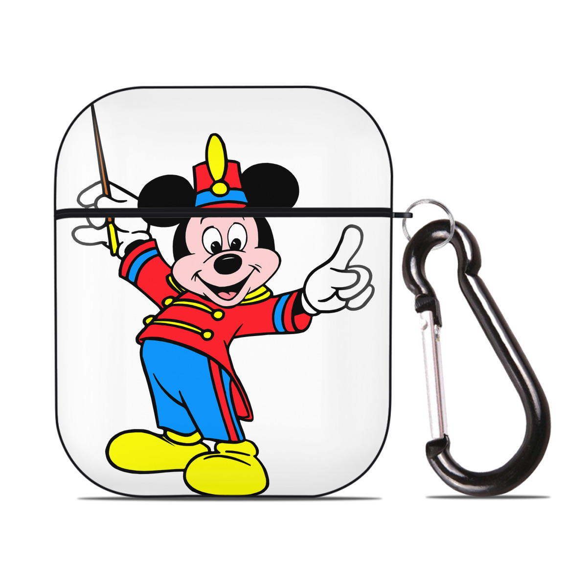 （画像用） ミッキーマウス Mickey Mouse AirPods 第2世代保護ケース ハードシェル ブラック 耐衝撃・防指紋・カラビナ付き