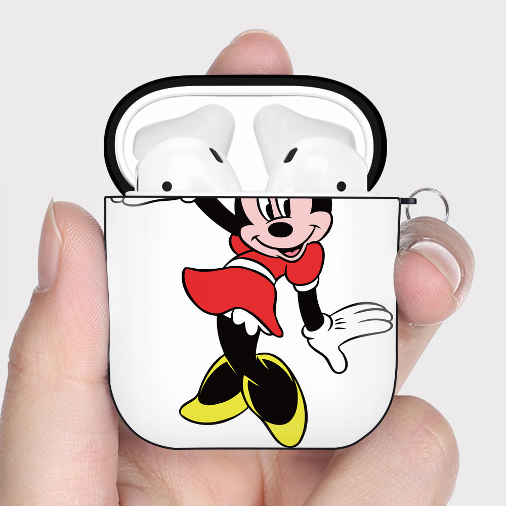 （画像用） ミッキーマウス Mickey Mouse AirPods 第2世代保護ケース ハードシェル ブラック 耐衝撃・防指紋・カラビナ付き