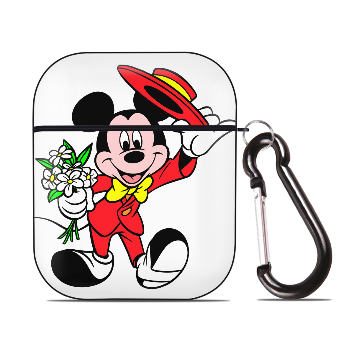 （画像用） ミッキーマウス Mickey Mouse AirPods 第2世代保護ケース ハードシェル ブラック 耐衝撃・防指紋・カラビナ付き
