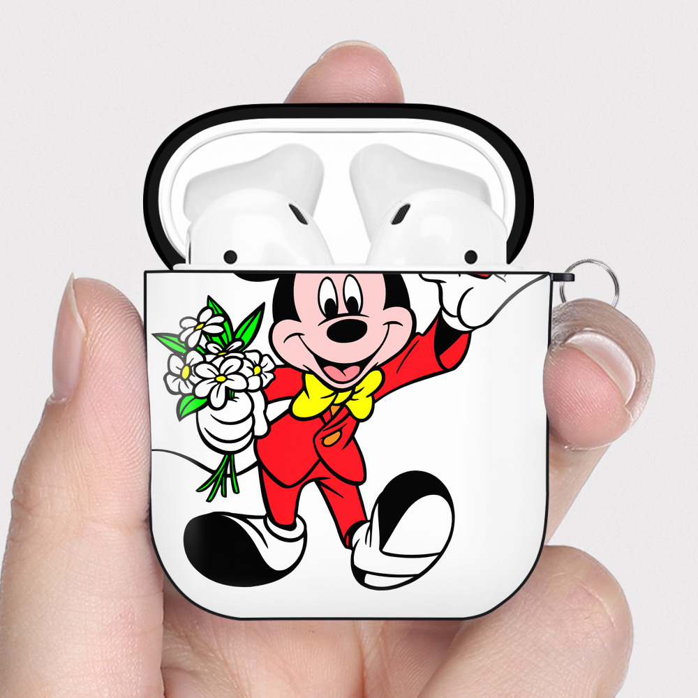 （画像用） ミッキーマウス Mickey Mouse AirPods 第2世代保護ケース ハードシェル ブラック 耐衝撃・防指紋・カラビナ付き