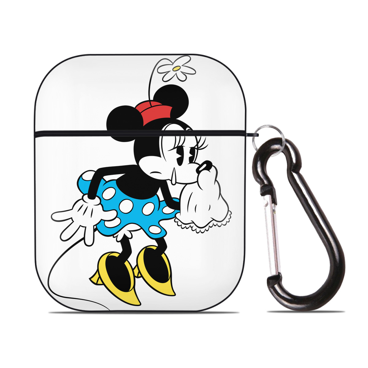 （画像用） ミッキーマウス Mickey Mouse AirPods 第2世代保護ケース ハードシェル ブラック 耐衝撃・防指紋・カラビナ付き