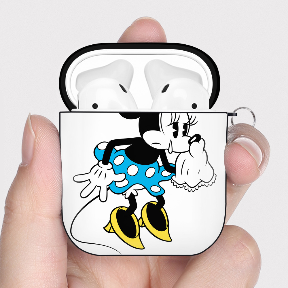 （画像用） ミッキーマウス Mickey Mouse AirPods 第2世代保護ケース ハードシェル ブラック 耐衝撃・防指紋・カラビナ付き