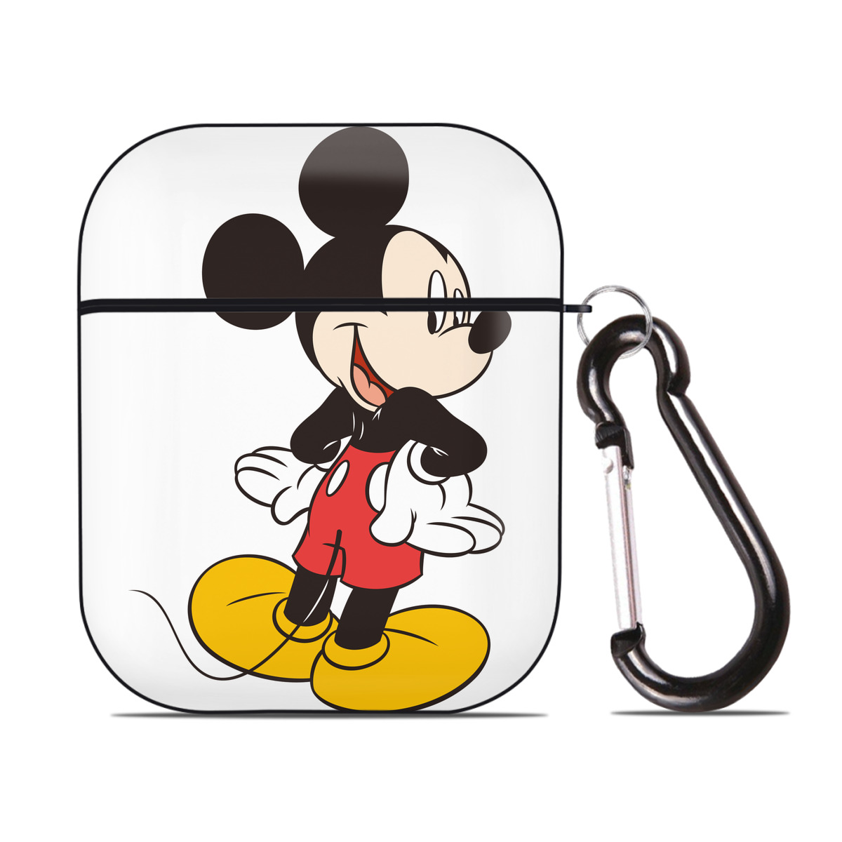 （画像用） ミッキーマウス Mickey Mouse AirPods 第2世代保護ケース ハードシェル ブラック 耐衝撃・防指紋・カラビナ付き