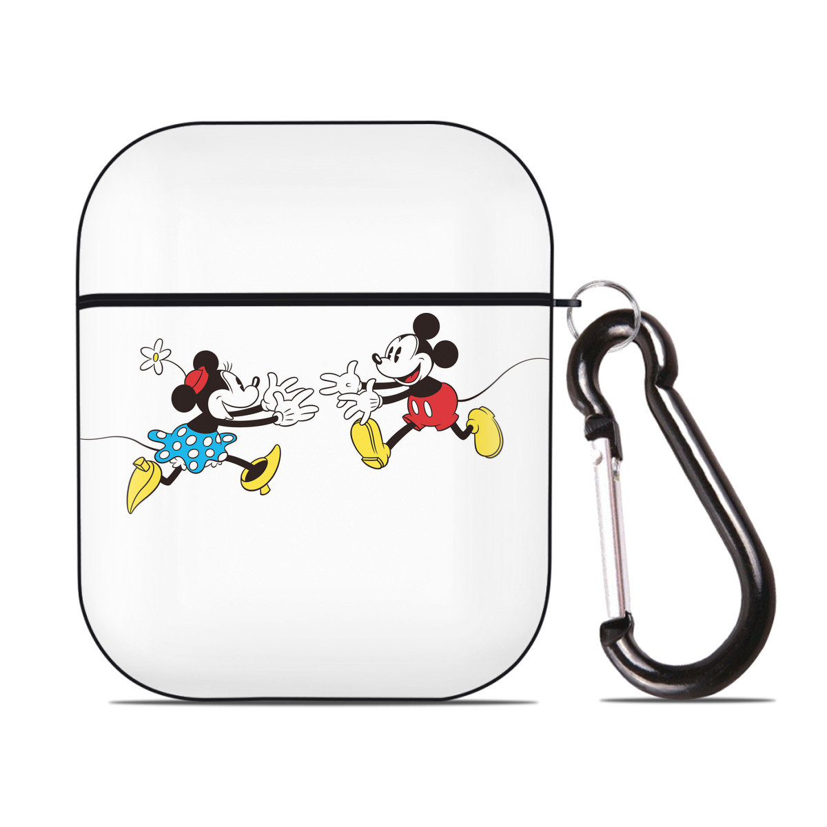（画像用） ミッキーマウス Mickey Mouse AirPods 第2世代保護ケース ハードシェル ブラック 耐衝撃・防指紋・カラビナ付き
